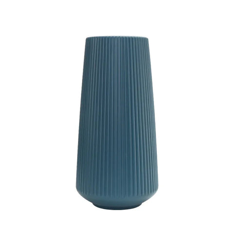 Vases Flower Vase Blue Large Ribbed Nordic Style Pot Home Decor Living Room