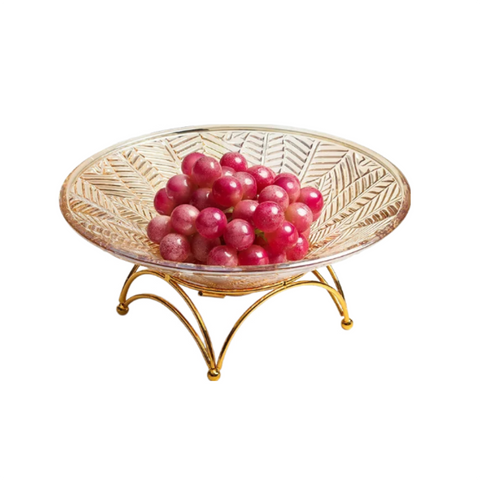 Trays Food Plate With Tray Amber Leaf Veins Glass Nordic Style Fruit For Kitchen Dining