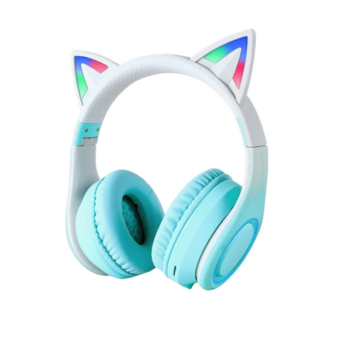 Headsets Headphone Green Cat Ear Bluetooth Noise Reduction Foldable Headset For Mobile Accessories