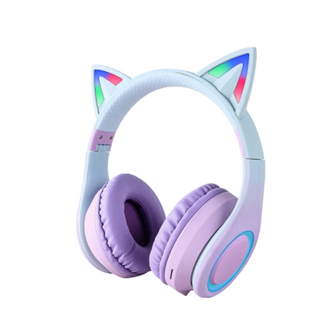 Headsets Purple Cat Ear Bluetooth Noise Reduction Foldable Headset For Mobile Accessories