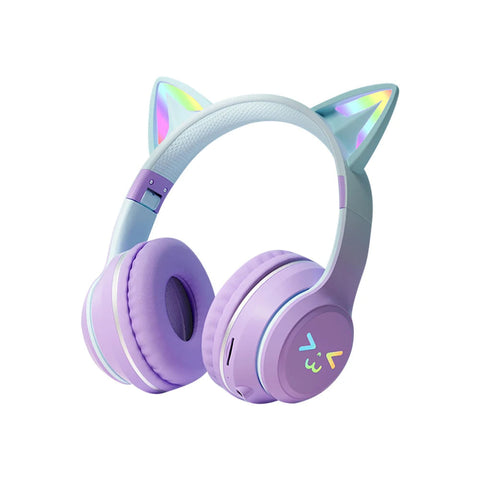 Headsets Headphone Purple Bluetooth Cat Ear Wireless Foldable Headset Mobile Accessories