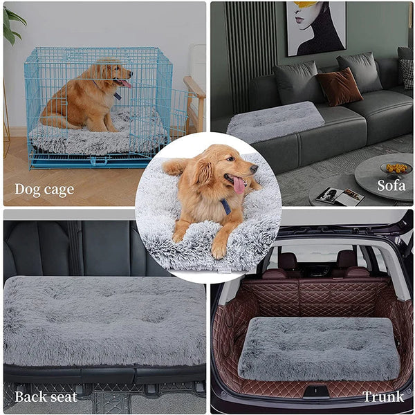 Pet Beds Pet Bed Blue Removable Calming Soft Plush Cushion Mat