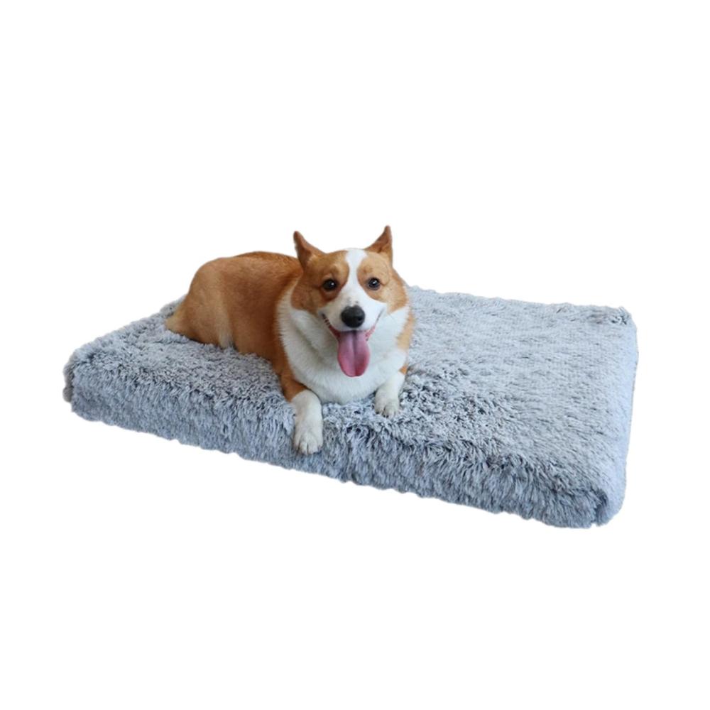 Pet Beds Pet Bed Gray White Removable Calming Soft Plush Cushion Mat