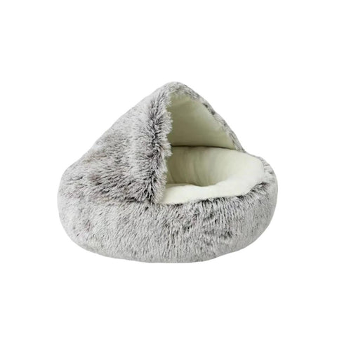 Pet Beds Pet Bed Brown Winter Long Plush Cushion Round Nest Kennel