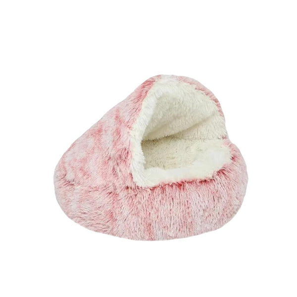 Pet Beds Pet Bed Pink 2In1 Warm Winter Long Plush Cushion Round Nest Kennel