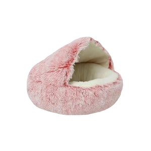 Pet Beds Pet Bed Pink Winter Long Plush Cushion Round Nest Kennel