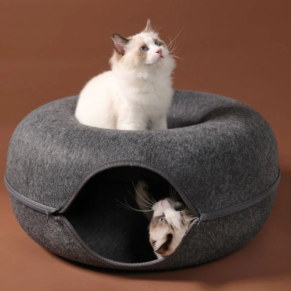 Pet Beds Pet Bed Grey Cat Tunnel Dual Use Indoor Kitten Toys