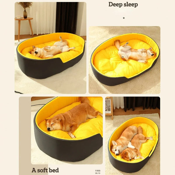 Pet Beds Pet Bed Black And Yellow Double Sided Dog Mat Kennel Soft Fleece Sofa