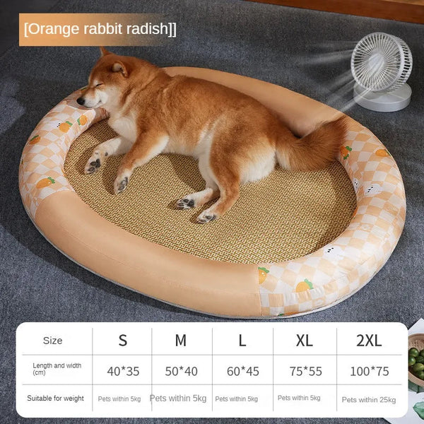 Pet Beds Pet Bed Orange Rabbit Rattan Cooling Mat Kitten Cushion Sofa