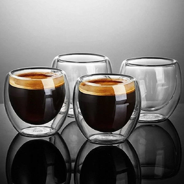 Cups & Saucers Tea Cups Set Of 6 Insulated Espresso Double Wall Shot Glass Drinkware