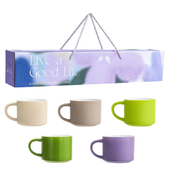 Mugs Ceramic Coffee Mug Multicolor Set Of Five Round Non Slip Drinkware