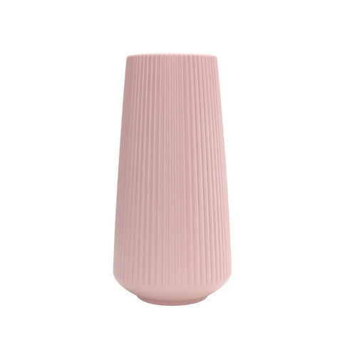 Vases Flower Vase Pink Large Ribbed Nordic Style Pot For Home And Garden Decor