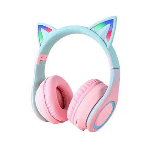 Headsets Pink Cat Ear Bluetooth Noise Reduction Foldable Headset For Mobile Accessories