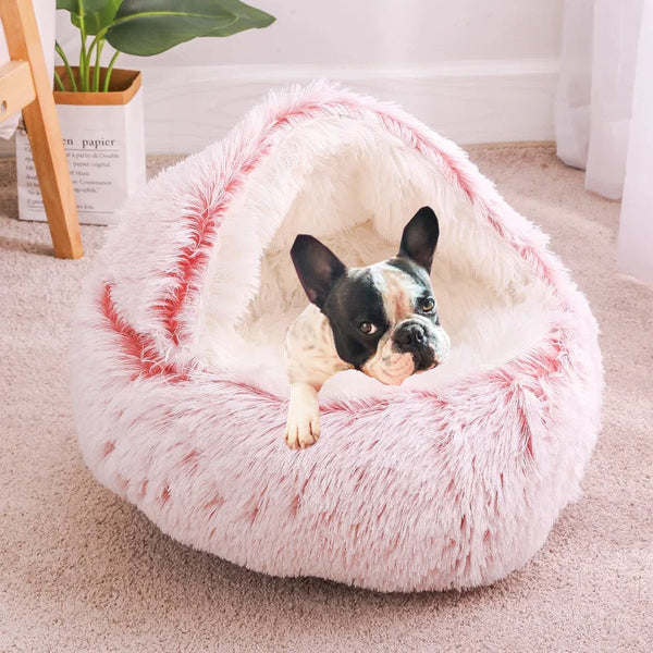 Pet Beds Pet Bed Pink Winter Long Plush Cushion Round Nest Kennel