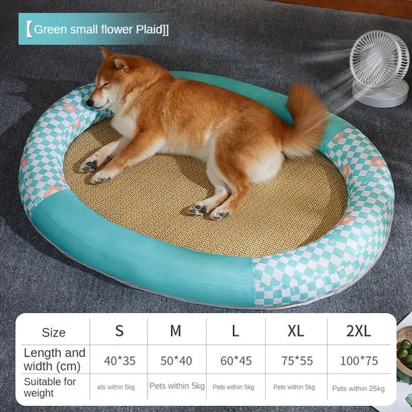 Pet Beds Pet Bed Blue Rattan Cooling Mat Kitten Cushion Sofa