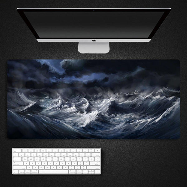 Desk Mats Mouse Pad Black 400X800x2mm Abstract Computer Keyboard Non Slip Rubber Mat