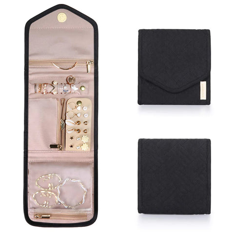 Jewellery Holders & Organisers Jewelry Foldable Case Black Xs Portable For Journey Earrings Rings Storage Bag