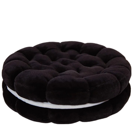 Cushions & Decorative Pillows Plush Pillow Black Round Double Biscuit Shape Stuffed Soft Cushion Decor