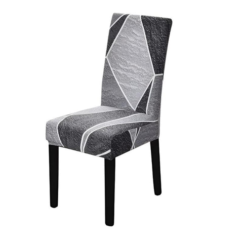 Slipcovers Chair Cover Grey With Shapes Design Anti Dirt Elastic Material For Dining Room