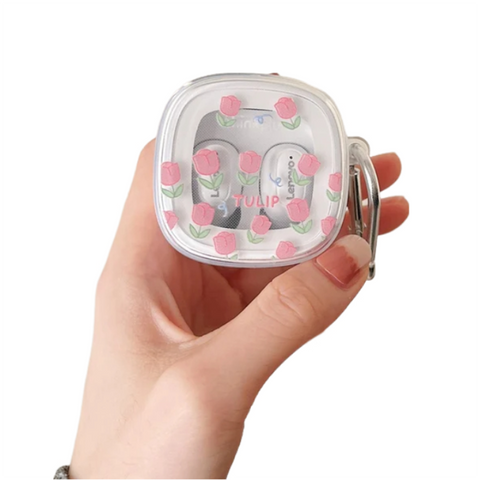 Earbud Cases Earphone Case Pink Tulip For Lenovo Xt62 Tws Soft Tpu Transparent Headset Cover