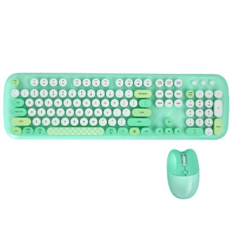 Keyboards & Keypads Bluetooth Keyboard And Mouse Combo Set Green Retro Design Wireless Soft Touch Keys