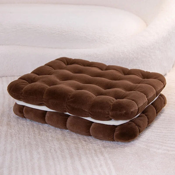 Cushions & Decorative Pillows Plush Dark Brown Square Double Biscuit Shape Stuffed Soft Pillow Cushion Decor