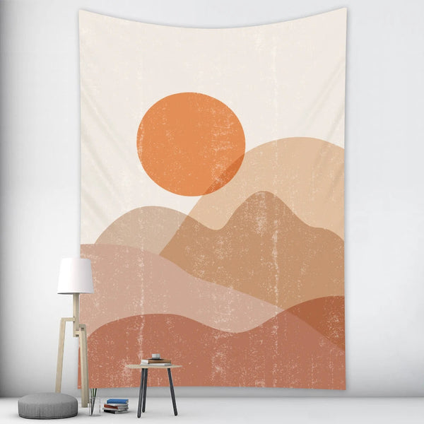 Tapestries Tapestry Sun Behind The Hill Mural 230X150cm Psychedelic Scene Art