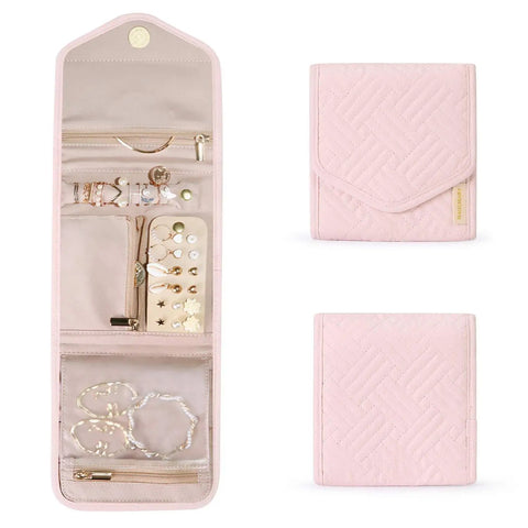 Jewellery Holders & Organisers Jewelry Foldable Case Pink Xs Portable For Journey Earrings Rings Storage Bag