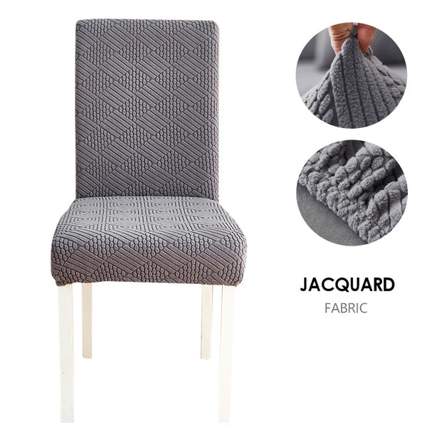 Slipcovers Dark Grey Checkered Chair Cover Anti Dirt Elastic For Dining Room Kitchen