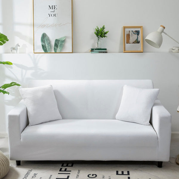 Slipcovers 2 Seater Sofa Cover Plain White Elastic Stretchable Slipcover For Living Room