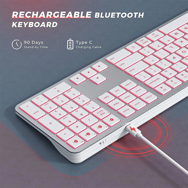 Keyboards & Keypads Bluetooth Keyboard Black Full Size Rechargeable Backlight Gaming Number Keys