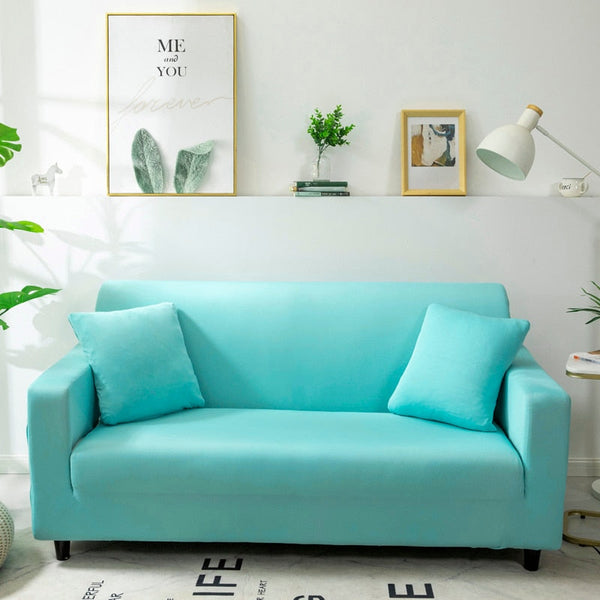 Slipcovers 3 Seater Sofa Cover Plain Blue Style Protection For Living Room Elastic Slipcover