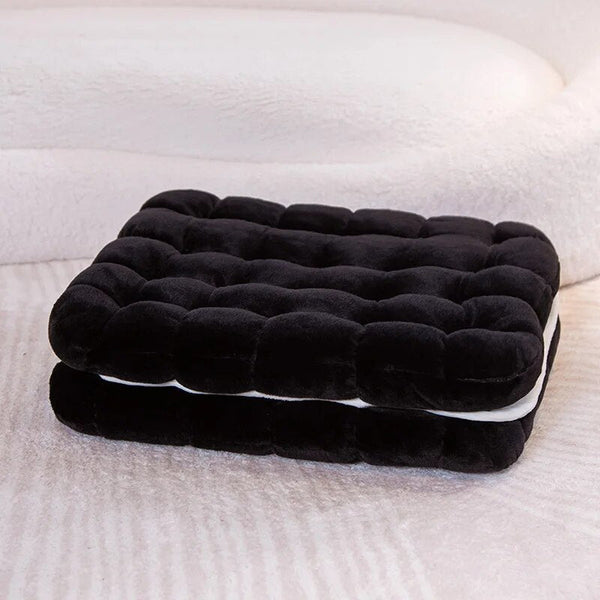 Cushions & Decorative Pillows Plush Black Square Double Biscuit Shape Stuffed Soft Pillow Cushion Decor