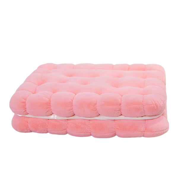 Cushions & Decorative Pillows Plush Pink Square Double Biscuit Shape Stuffed Soft Pillow Cushion Decor