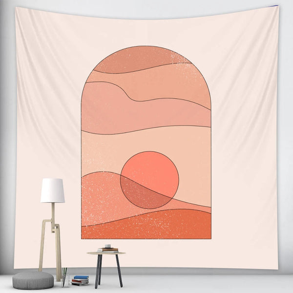 Tapestries Tapestry Pink Sun Window 150X130cm Psychedelic Scene Art Bohemian Decorative Sheet