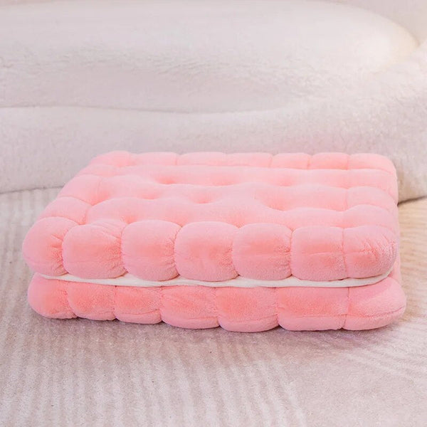 Cushions & Decorative Pillows Plush Pink Square Double Biscuit Shape Stuffed Soft Pillow Cushion Decor