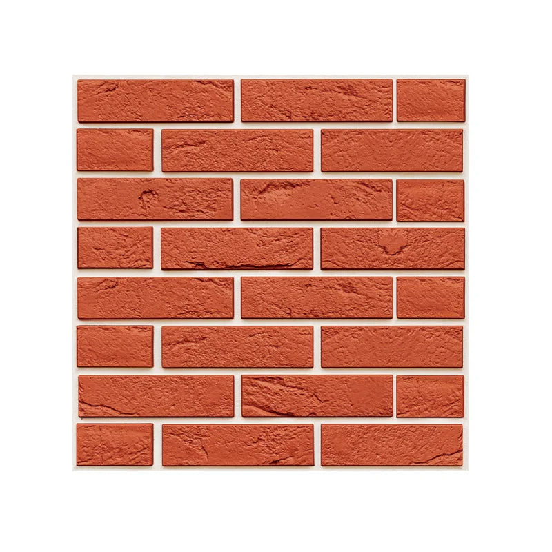 Wall Stickers 10 Pieces Vinyl Tile Self Adhesive Red Brick Pattern Waterproof