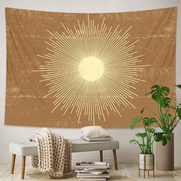 Tapestries Tapestry Yellow Rays 230X150cm Psychedelic Scene Art Bohemian Decorative Sheet