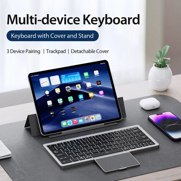 Keyboards & Keypads Bluetooth Keyboard Silver Mini Foldable Wireless Keys With Touchpad For Computers