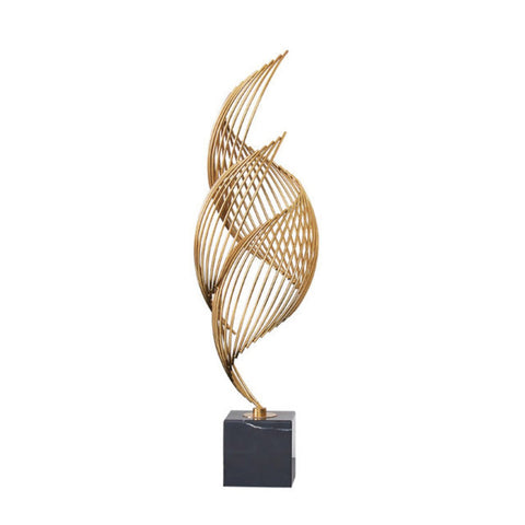 Sculptures & Figurines 46Cm Spiral Leaves Gold Metal Tabletop Home Decor Modern Art Sculptures Figurines