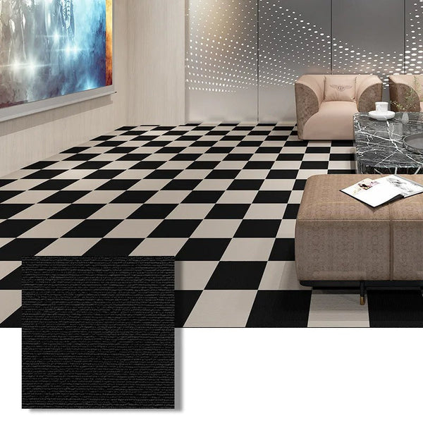 Vinyl Flooring 10Pcs Vinyl Tile Black Self Adhesive Anti Slip Floor Sticker For Home And Office Decoration