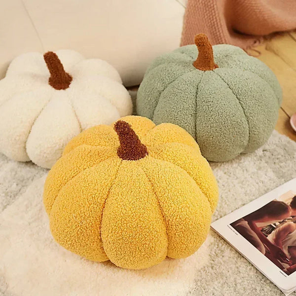 Cushions & Decorative Pillows Yellow Lamb Fleece Pumpkin Plush Throw Pillow For Living Room Bedroom 35Cm