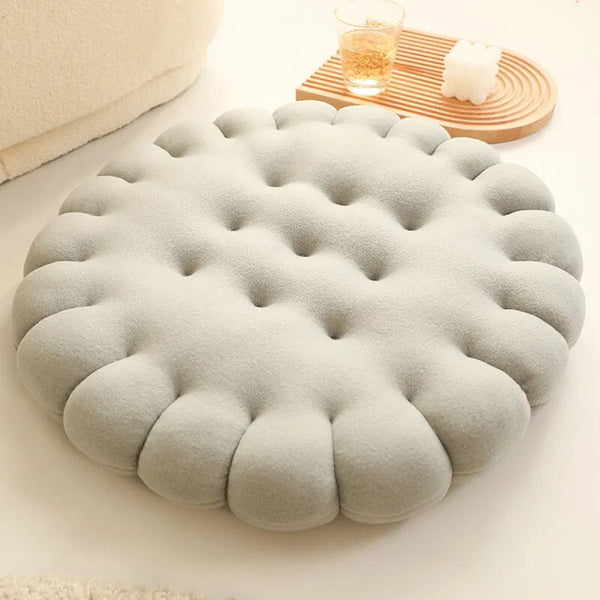 Cushions & Decorative Pillows Plush Gray Round Biscuit Shape Stuffed Soft Pillow Cushion Home Decor