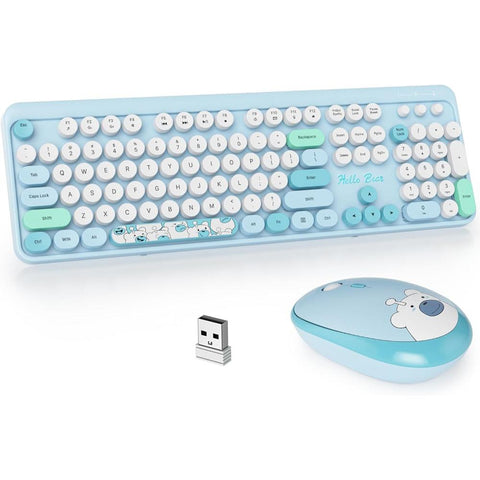 Keyboards & Keypads Bluetooth Keyboard And Mouse Combo Set Full Size Compatible Soft Touch Keys