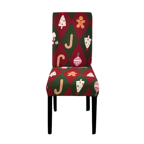 Slipcovers Chair Cover Green Red Christmas Diamond Pattern Stretchable Dining Slipcover