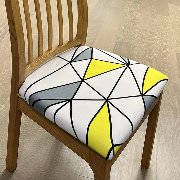 Slipcovers Chair Cover Yellow White And Grey Triangular Design Stretch Seat For Home