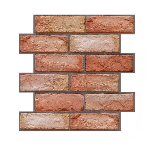 Wall Stickers 10Pcs Vinyl Tile Self Adhesive Orange Textured Brick Pattern Waterproof