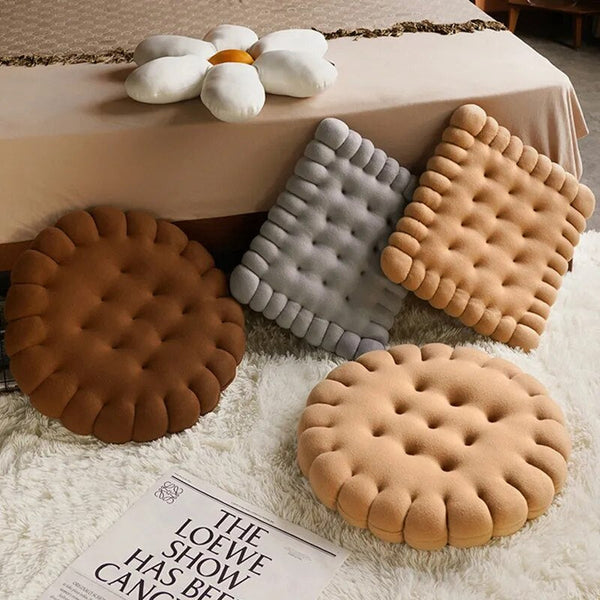 Cushions & Decorative Pillows Plush Dark Brown Round Biscuit Shape Stuffed Soft Pillow Cushion Decor