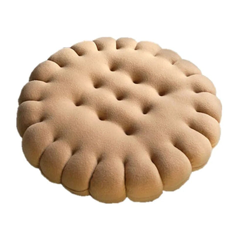 Cushions & Decorative Pillows Plush Pillow Light Brown Round Biscuit Shape Stuffed Soft Cushion For Decor