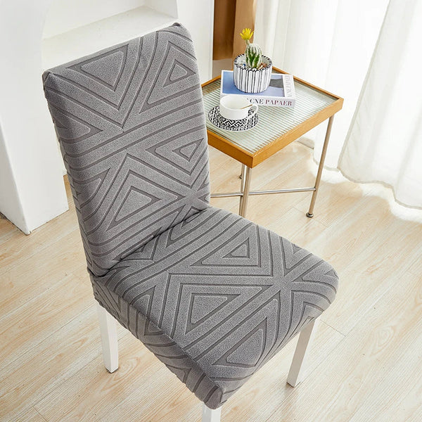 Slipcovers Chair Cover Dark Grey Triangular Design Elastic Material For Dining Room